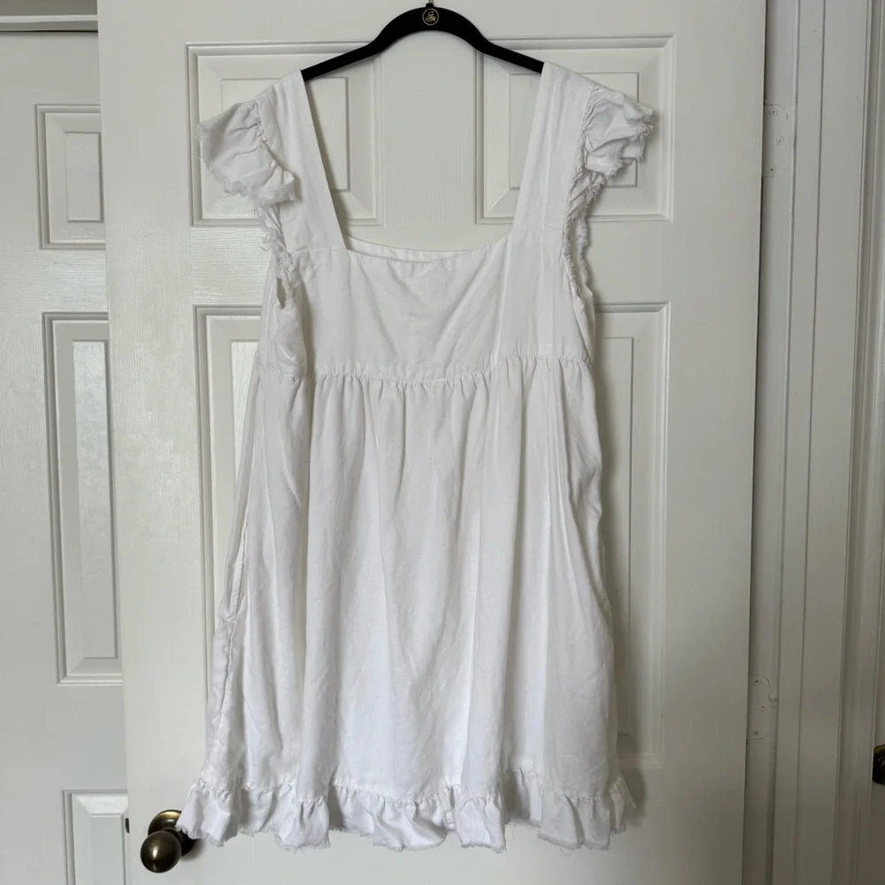 Aerie White Frayed Babydoll Dress - Picture 4 of 8